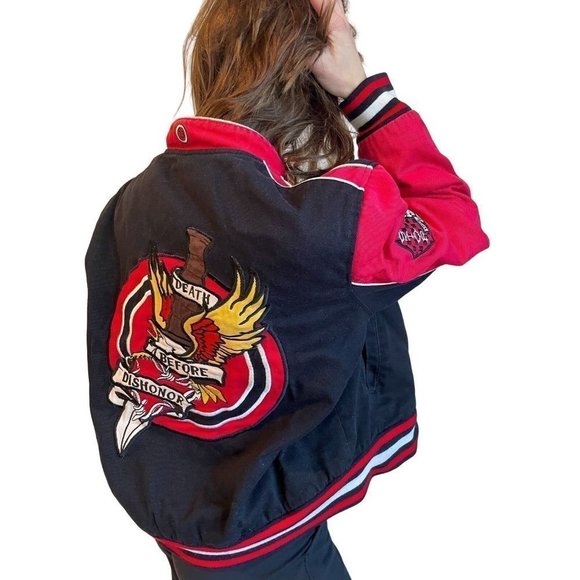 Vintage Red Fox Death Before Dishonor bomber jacket - Picture 1 of 8